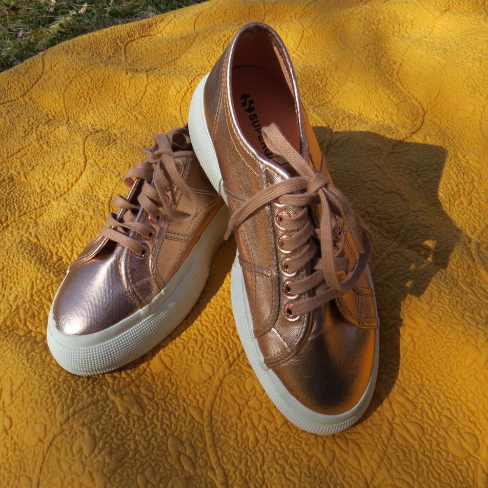NWOT Superga Rose Gold Wedge Sneakers 40